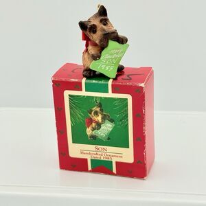 1985 Hallmark "Son" Ornament With Box Terrier Dog Vintage In Box